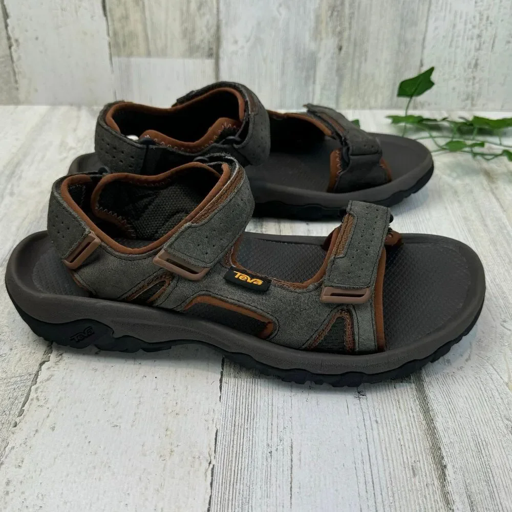 TEVA MEN KATAVI 2 BLACK OLIVE HOOK N LOOP SPORTS SANDALS US 8